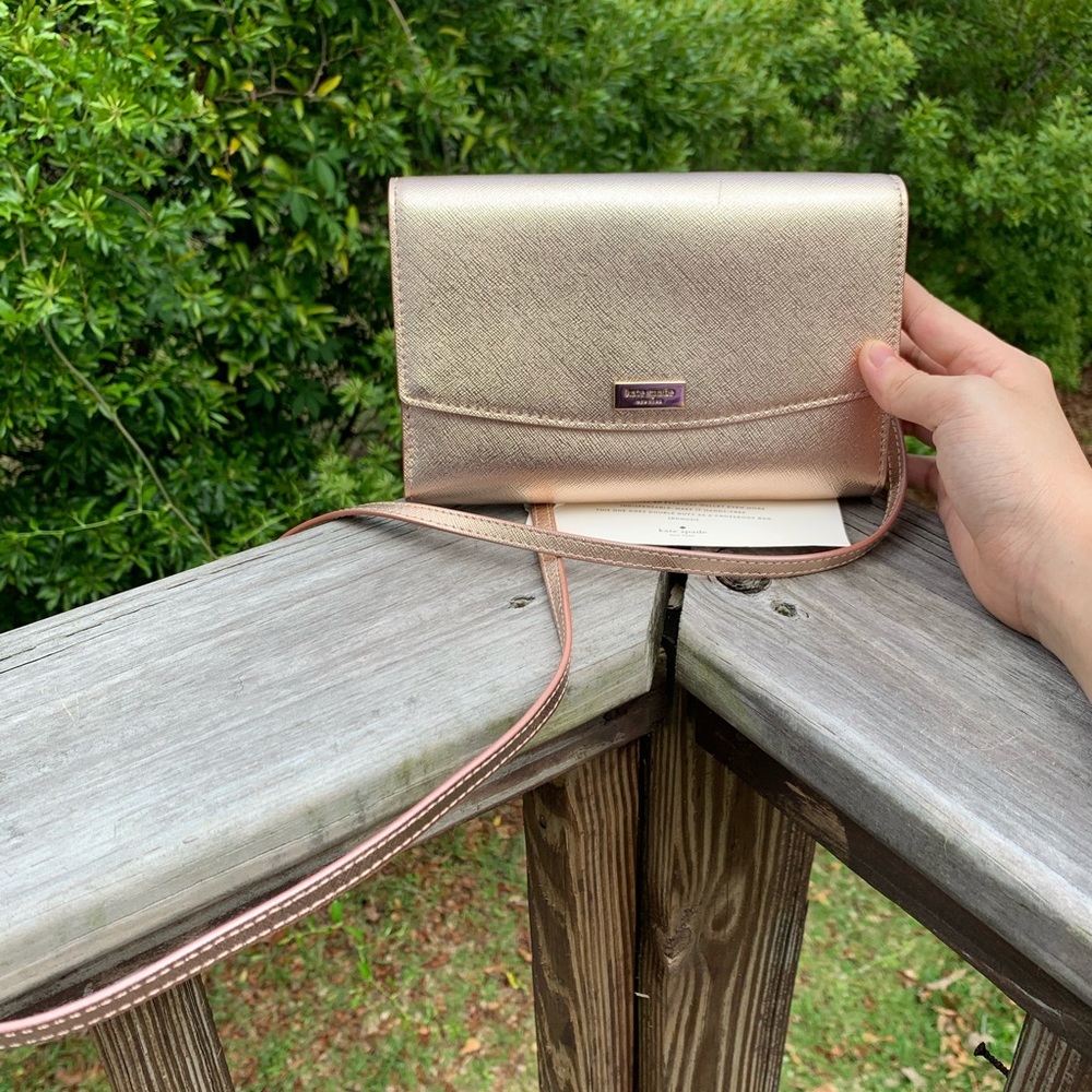 kate spade Rose Gold Metallic Crossbody Wallet